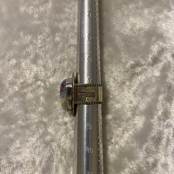 ☘️VTG 925 Ruby Fuchsite Statement Ring - Picture 5 of 5